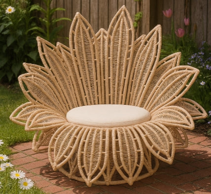 Bloom Rattan Petal Lounge Chair – Handwoven Statement Seating