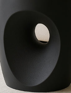 Sculpted Drum Accent Table – Matte Black Concrete