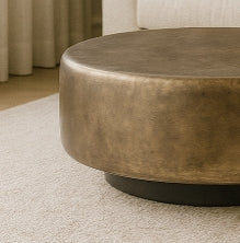 Hightower Drum Cocktail Table – Antique Brass & Bronze Finish