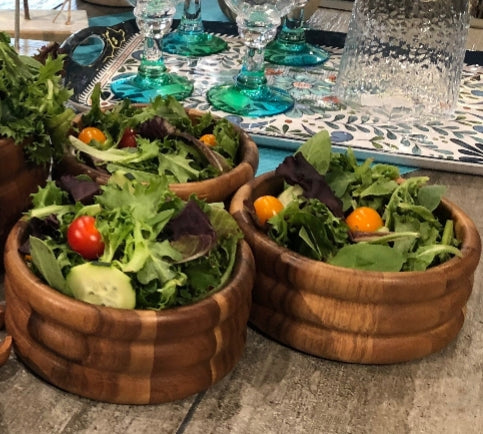 7-Piece Handcrafted Acacia Wood Serving Set – Bowl & Utensils Collection