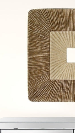 Brown Concave Square Double-Layer Ribbed Wall Plaque – Contemporary Sandstone Art 26"