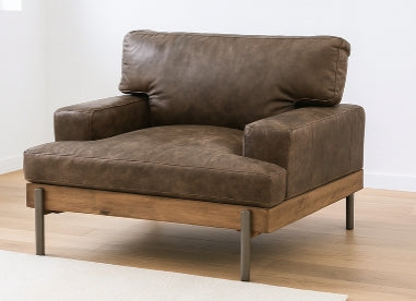 Marlowe Distressed Chocolate Leather Lounge Chair
