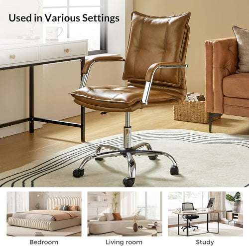 Sable Luxe Faux Leather Swivel Office Chair