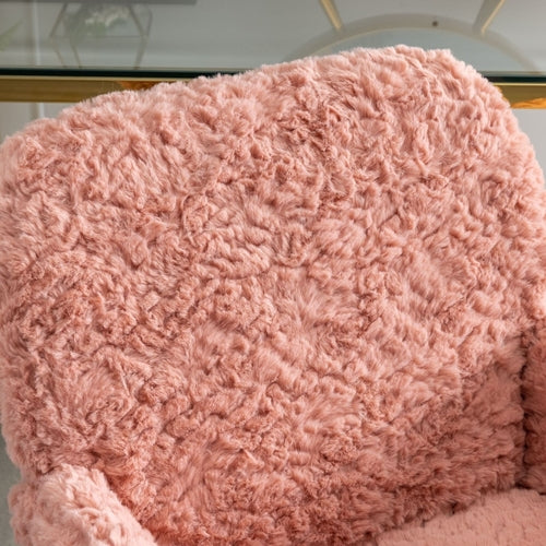 Aurella Faux Fur Desk Chair – Pink Gold Edition