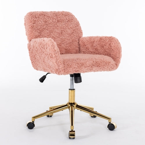 Aurella Faux Fur Desk Chair – Pink Gold Edition