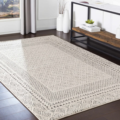 Charcoal and Ivory Farmhouse Area Rug