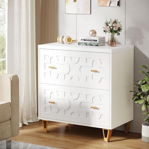 Aurora Luxe White & Gold Lateral Filing Console