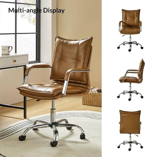 Sable Luxe Faux Leather Swivel Office Chair