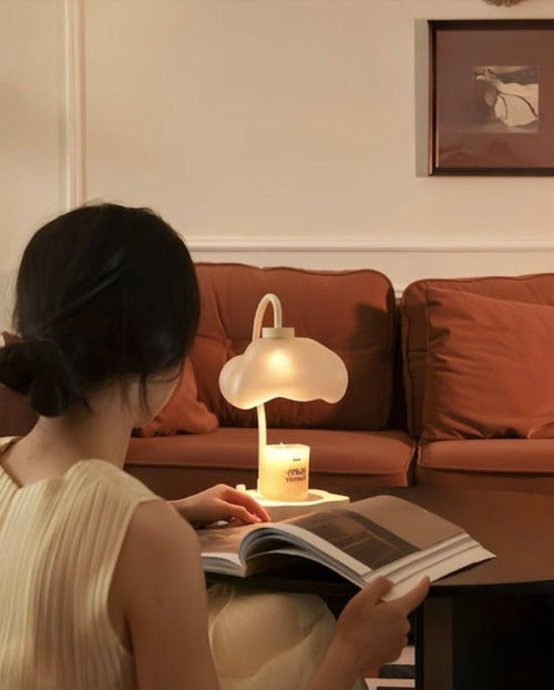 Cloud Glow Candle Warmer Lamp with Timer – Cute Modern Wax-Melting Lamp for Large Candles
