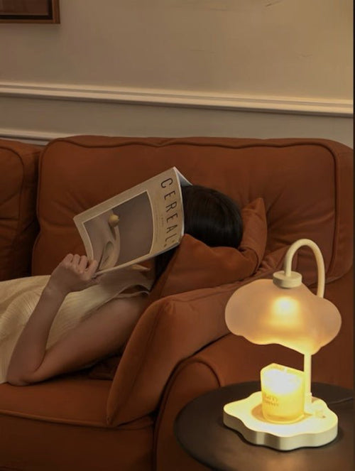 Cloud Glow Candle Warmer Lamp with Timer – Cute Modern Wax-Melting Lamp for Large Candles