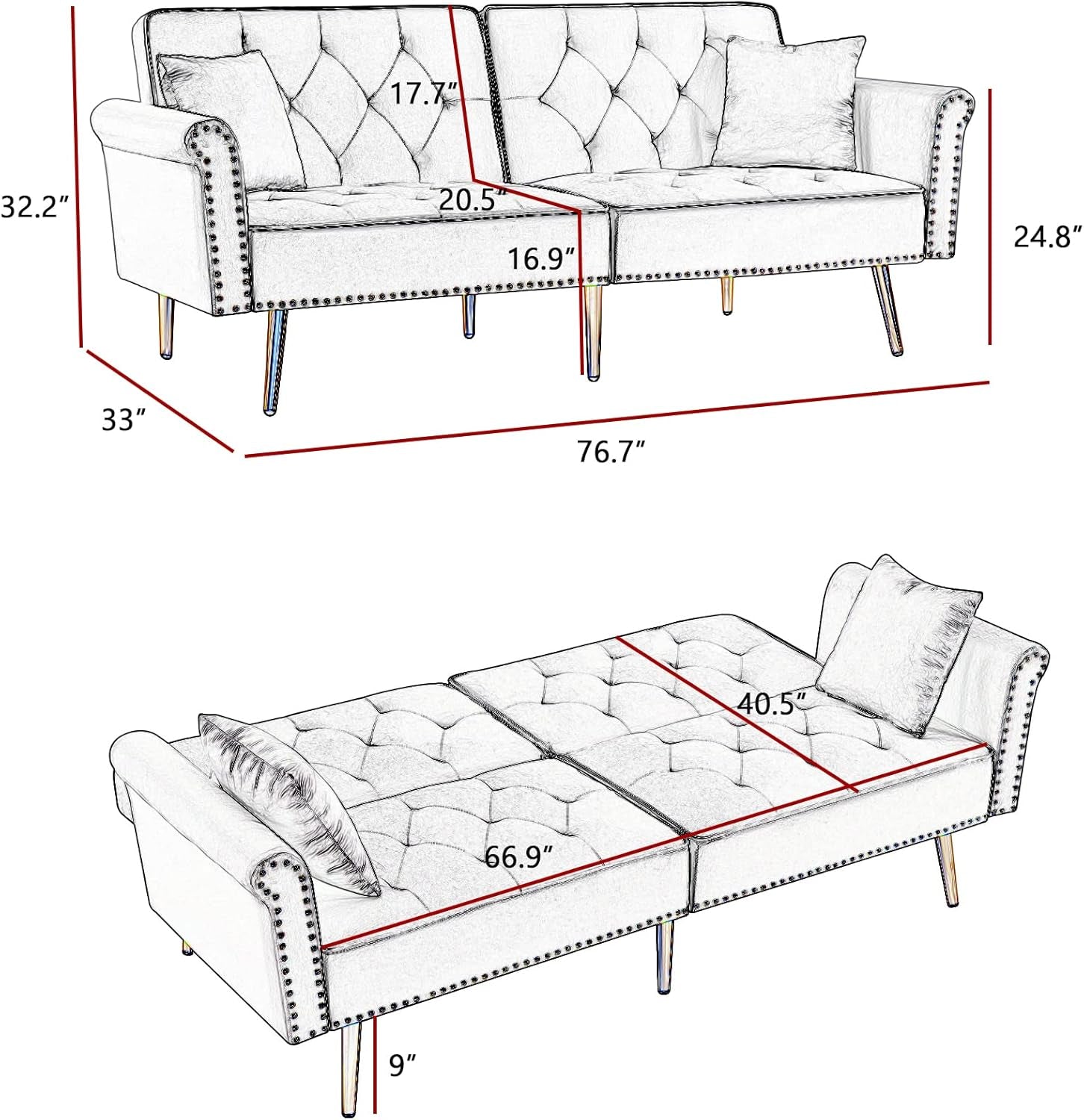 Bellavista Velvet Sleeper Sofa