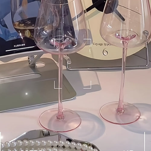 Pink Flamingo Crystal Wine Glasses – Elegant Slanted Mouth 2-Piece