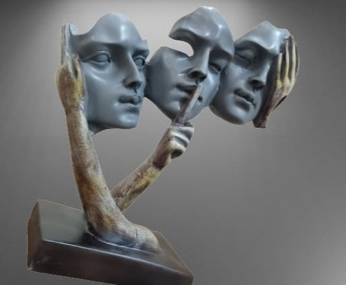 Whispered Reflection Resin Face Sculpture
