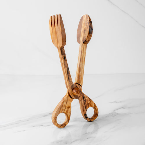 Handcrafted Olive Wood Salad Tongs