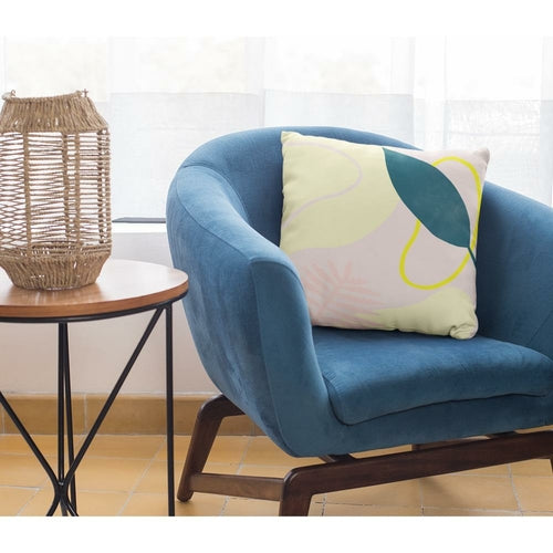 Green Leaf Print Square Pillow