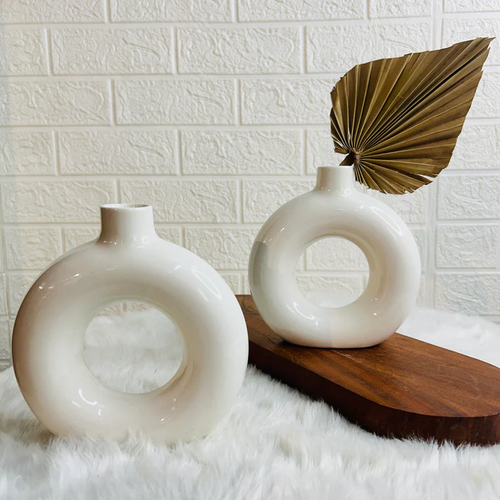 White Circle Ceramic Vase
