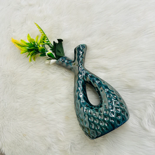 Green Two-Mouth Ceramic Vase