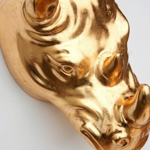 Gilded Rhino Head Wall Planter
