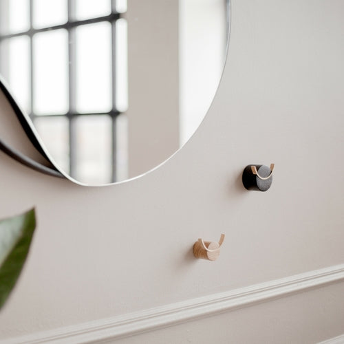 Solid Oak and Brass Wall Hook