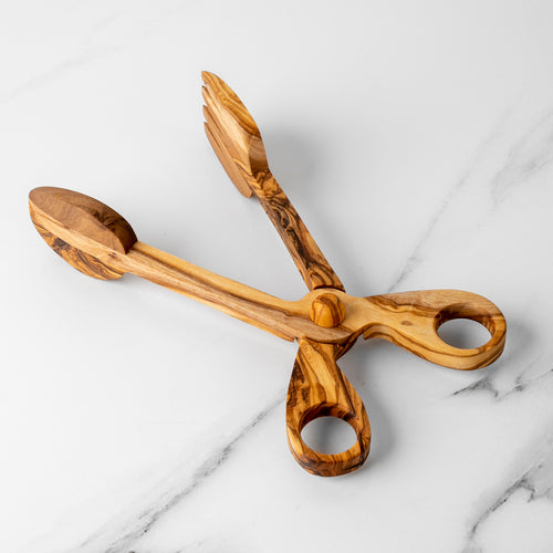 Handcrafted Olive Wood Salad Tongs