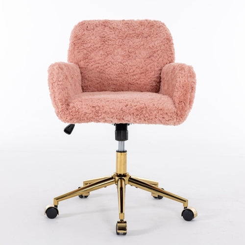 Aurella Faux Fur Desk Chair – Pink Gold Edition