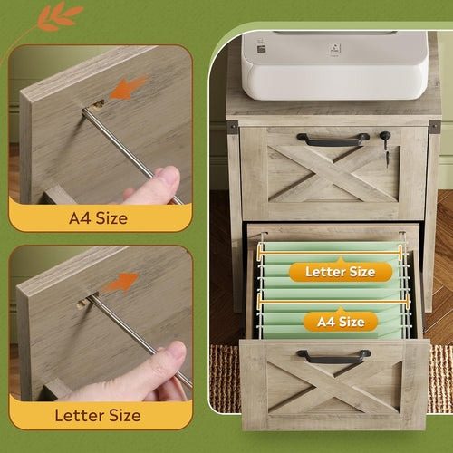 Farmhouse X-Panel Wood Filing Cabinet