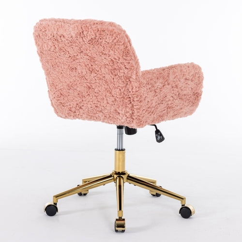 Aurella Faux Fur Desk Chair – Pink Gold Edition