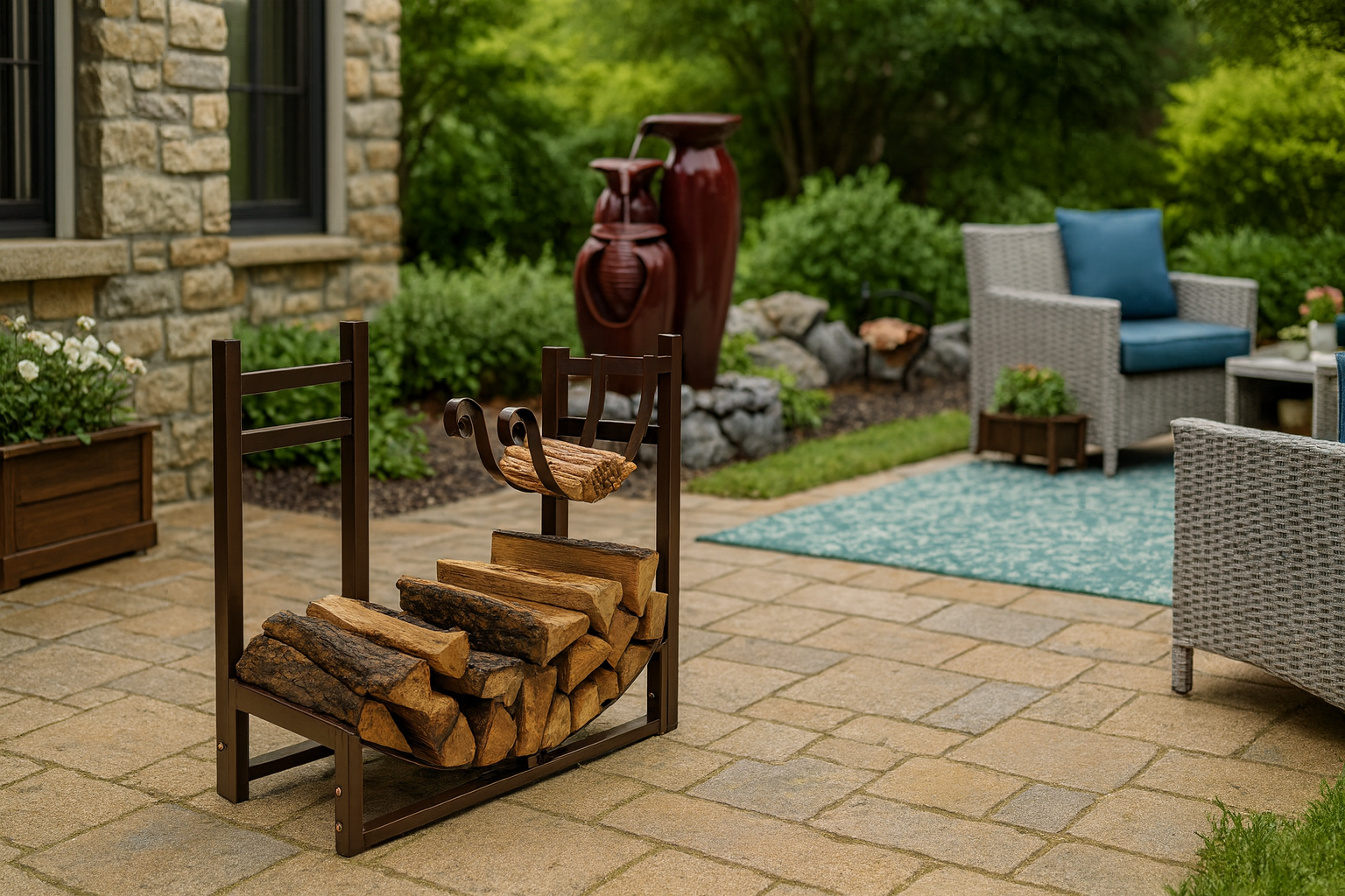 Hearthline Bronze Log & Kindling Rack