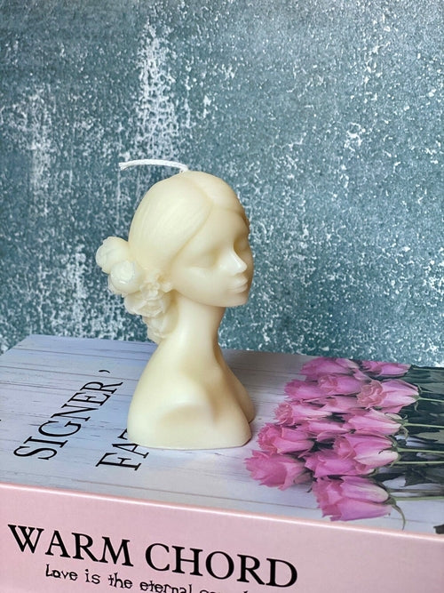 Blindfolded Flower Girl Candle – Handcrafted Soy Wax Sculpture