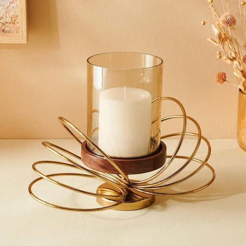 Glass Hurricane Candle Holder with Butterfly Base