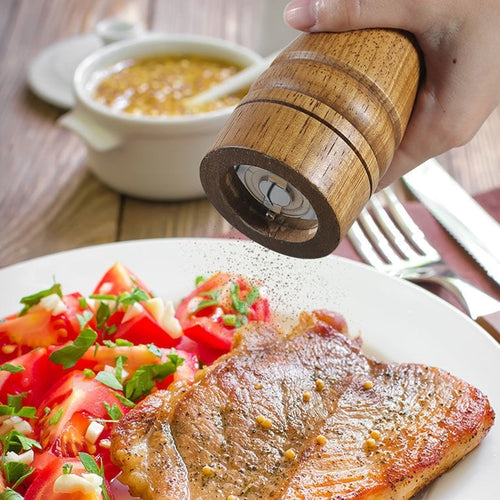 Oak Pepper Mill Set with Adjustable Ceramic Grinder – Two-Piece