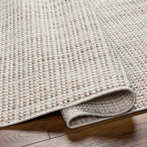 Cream Jute-Look Polyester Area Rug with Fringe