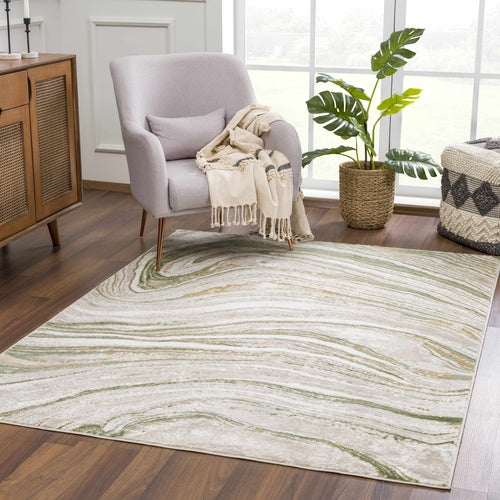 Green Marble Abstract Area Rug