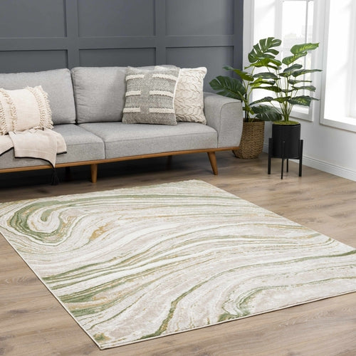 Green Marble Abstract Area Rug