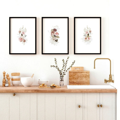 Shabby Chic Rose Wall Art Print Set