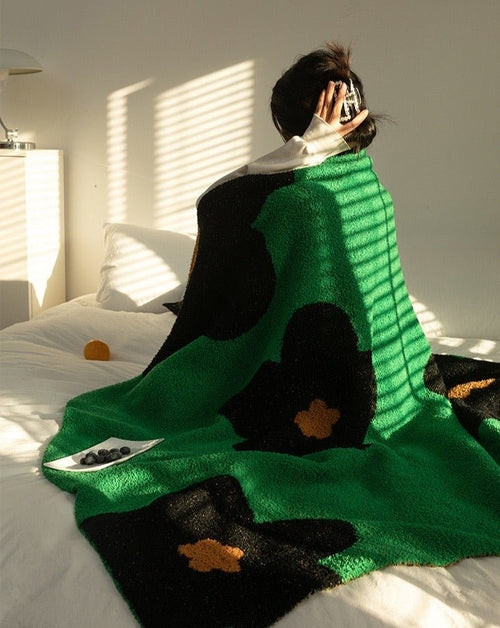 Microfiber Sunflower Print Throw Blanket