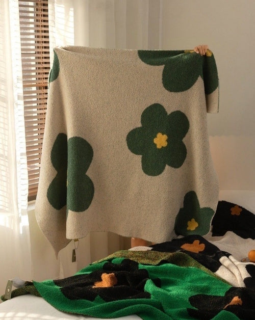 Microfiber Sunflower Print Throw Blanket