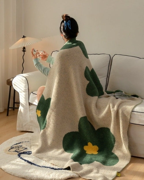 Microfiber Sunflower Print Throw Blanket