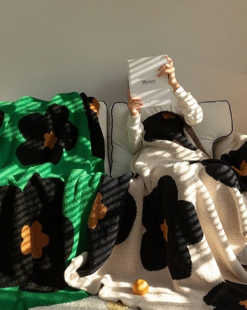 Microfiber Sunflower Print Throw Blanket