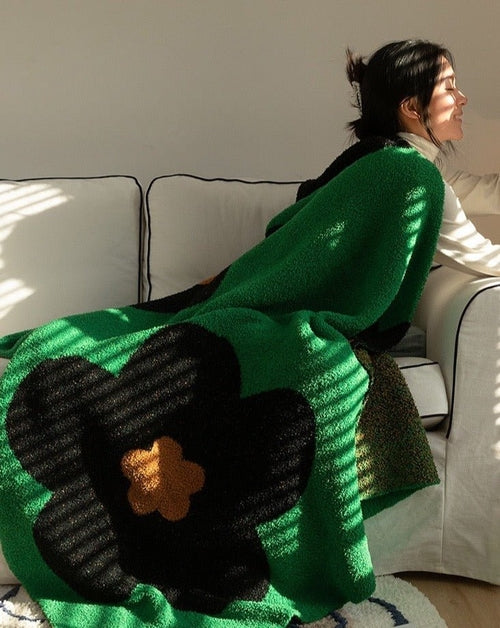 Microfiber Sunflower Print Throw Blanket