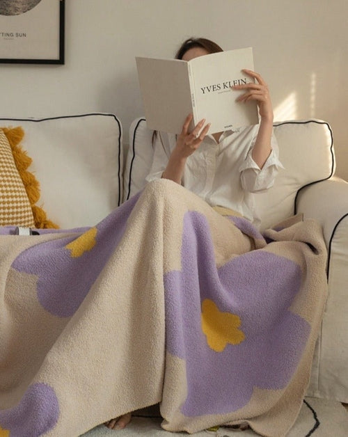 Microfiber Sunflower Print Throw Blanket