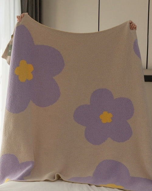 Microfiber Sunflower Print Throw Blanket